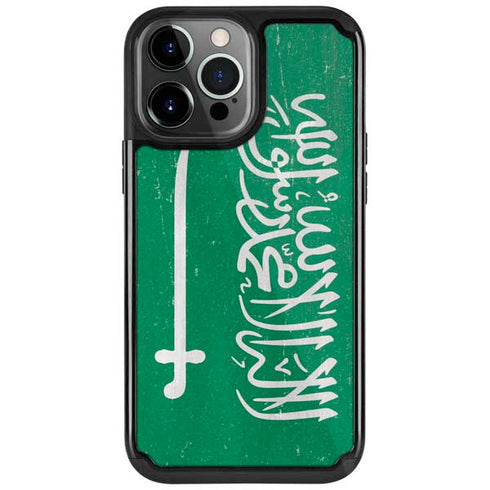 Saudi Arabia Flag Distressed iPhone 13 Pro Cargo Case